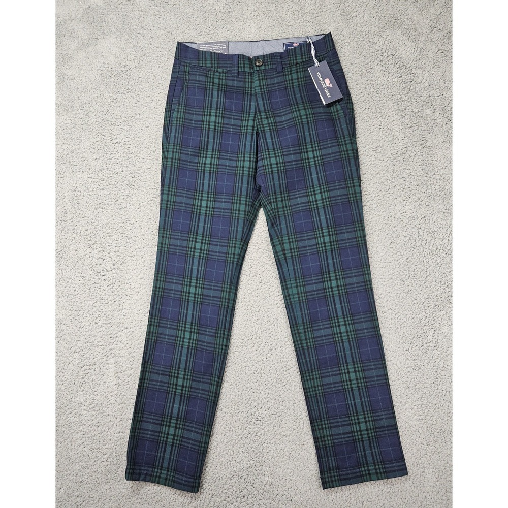 Vineyard Vines Breaker Pants Men's 28x30 Green Plaid Stretch Chino NWT $98.50